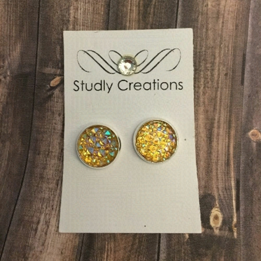 Studlycreations yellow faux druzy earrings